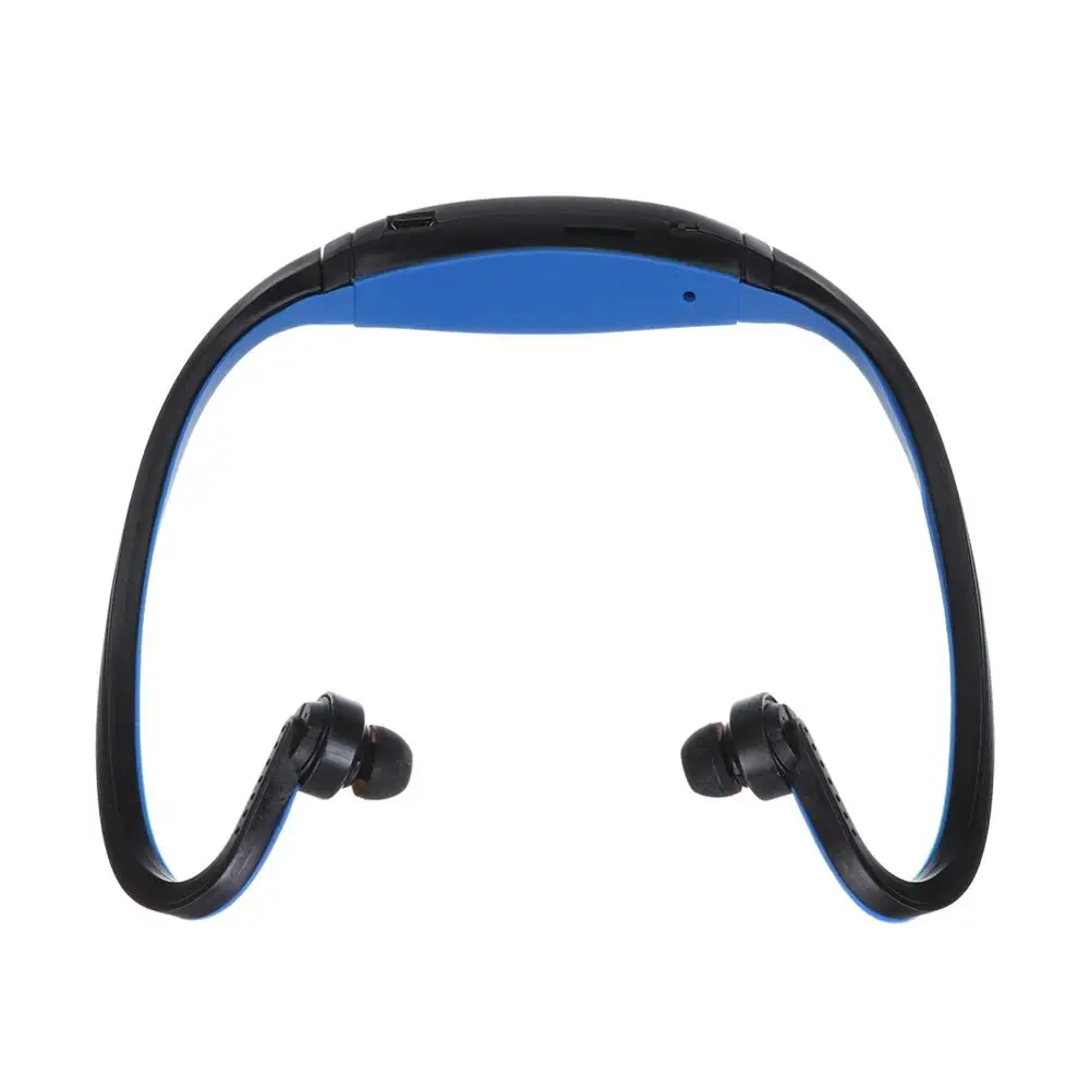 Модные портативные спортивные наушники MP3 музыкальный плеер Micro SD TF бас наушники для бегунов ходунки наушники - Цвет: Синий