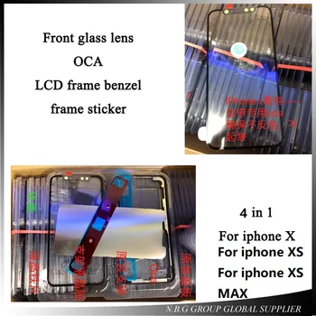 

10sets/lot Front Screen Outer Glass Len with OCA and frame Assembly for iPhone X XS XS MAX Touch Panel Replacement Repair Parts