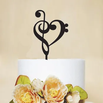 

6pcs/lot Musical Note Cake Topper Acrylic Wooden Cut Birthday Wedding Party Musical Theme Cake Accessory Supplies
