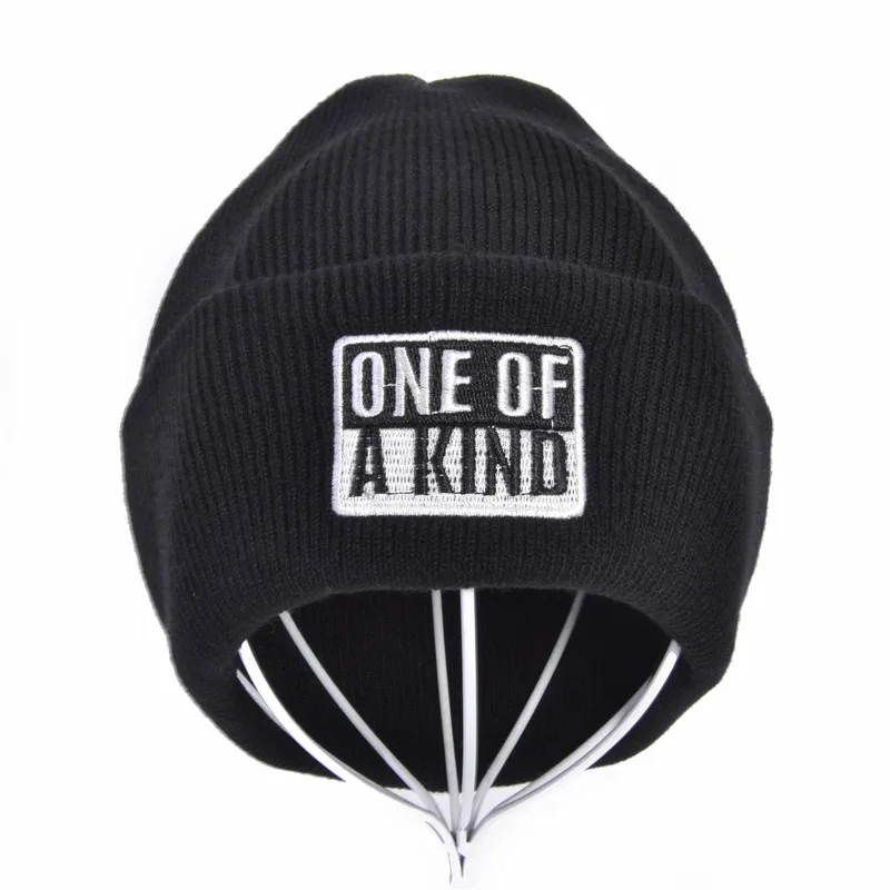 

new one of a kingd embroidery knitted beanie cap flexible cotton casual caps women fashion beanies men winter warm ski hats