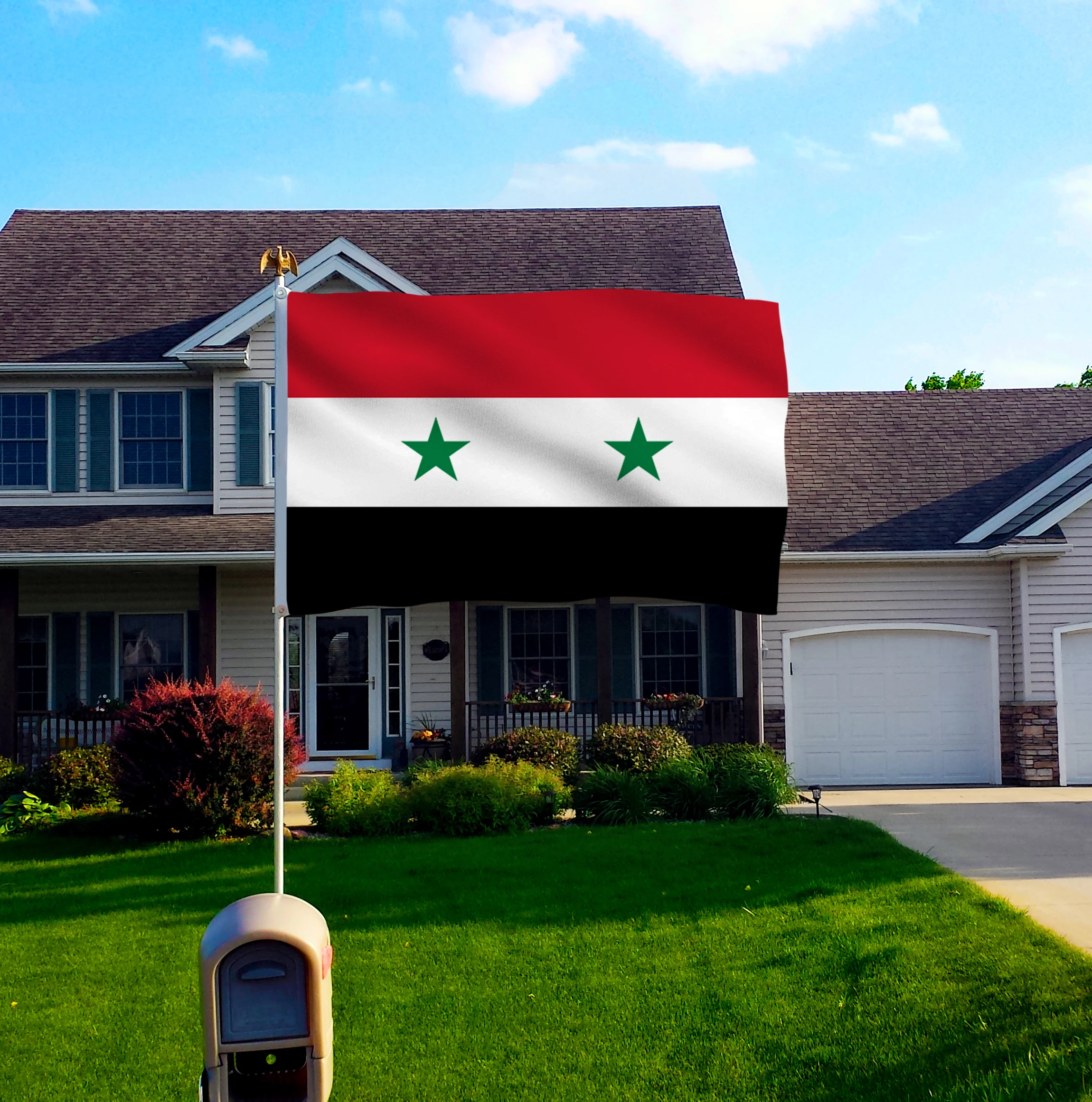 Двухзвездный сирийский флаг 90x150 см полиэстер флаг 2 стороны печати