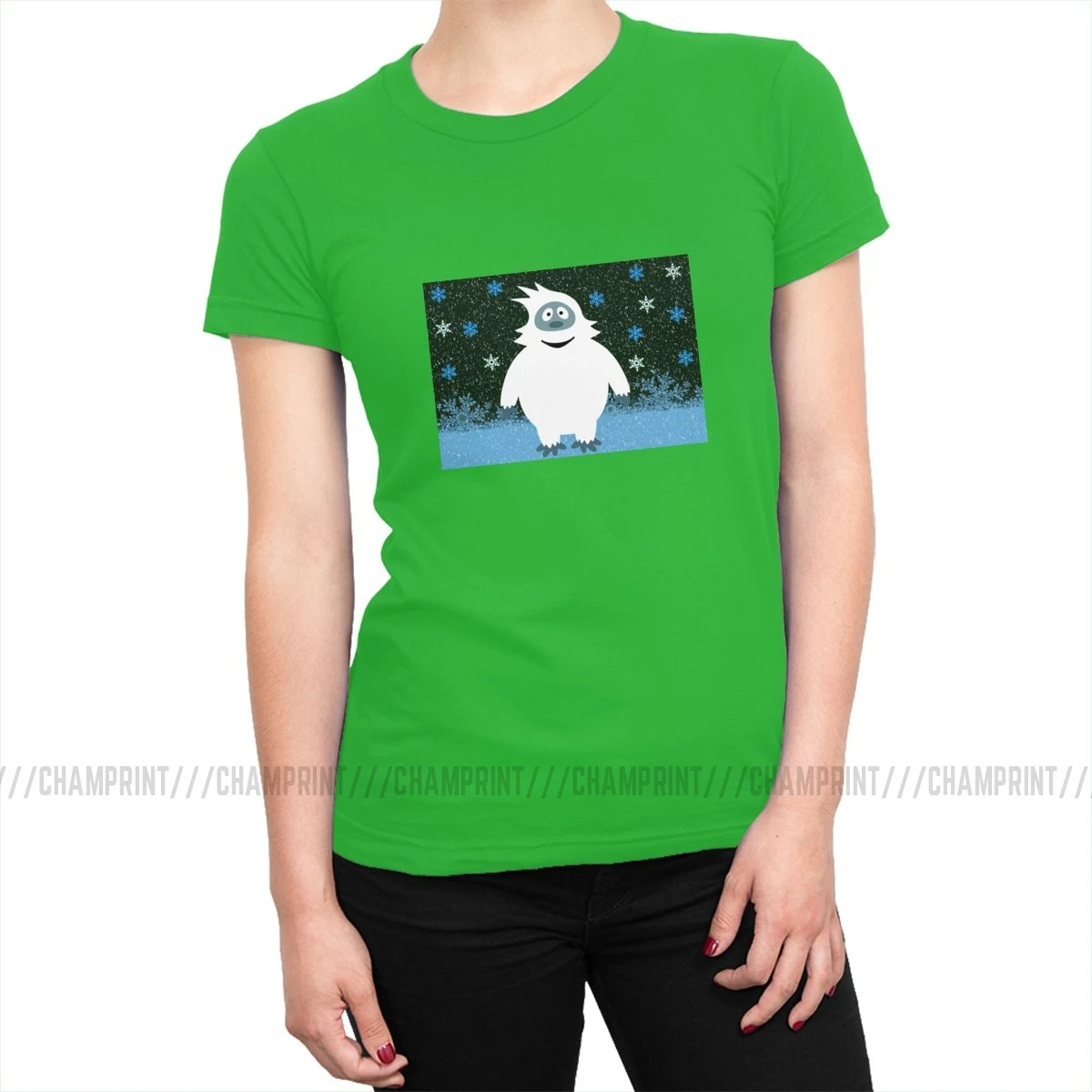 Snowie The Abominable Снеговик футболки женские Монстры футболки Гранж Топы И Футболки в стиле рок Crazy Crew Neck женская одежда - Цвет: Зеленый