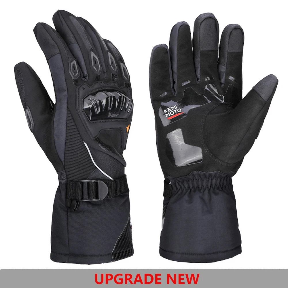 Winter Gloves Black KEMiMOTO, теплые мотоциклетные перчатки, зимние, для велоспорта, горный велосипед, Guantes, для мотокросса, Luvas, сенсорный экран, мото перчатки, мужские, водонепроницаемые - Цвет: Winter Gloves Black