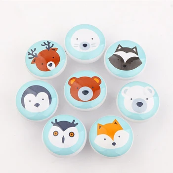 

Owl Ceramic Handles Knobs Cartoon Animal Wardrobe Cupboard Drawer Pulls for Kids Children Nordic Cute Round Kitchen Door Handles