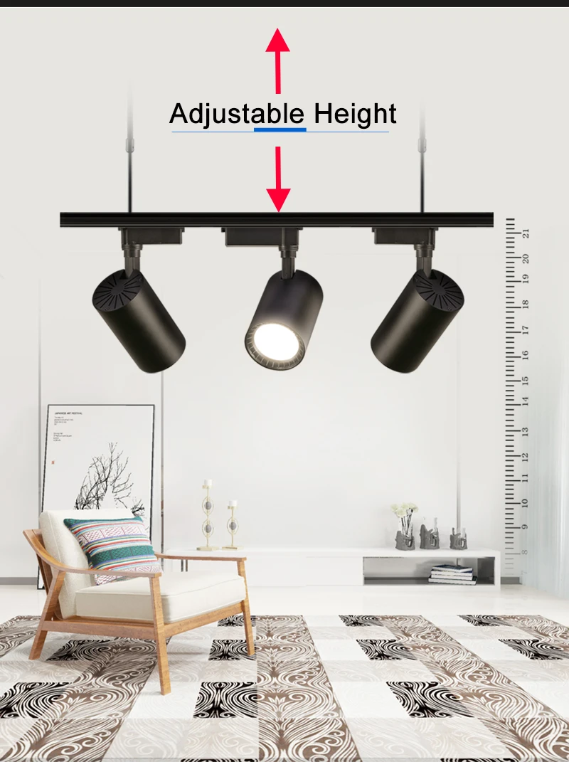 Description Picture 3 of itemWhole Set Led Track Light Rail 0.5/1M Spot Light Led 12/20/30/40W Track Lighting System Fixtures Spotlight Home Shop Living Room