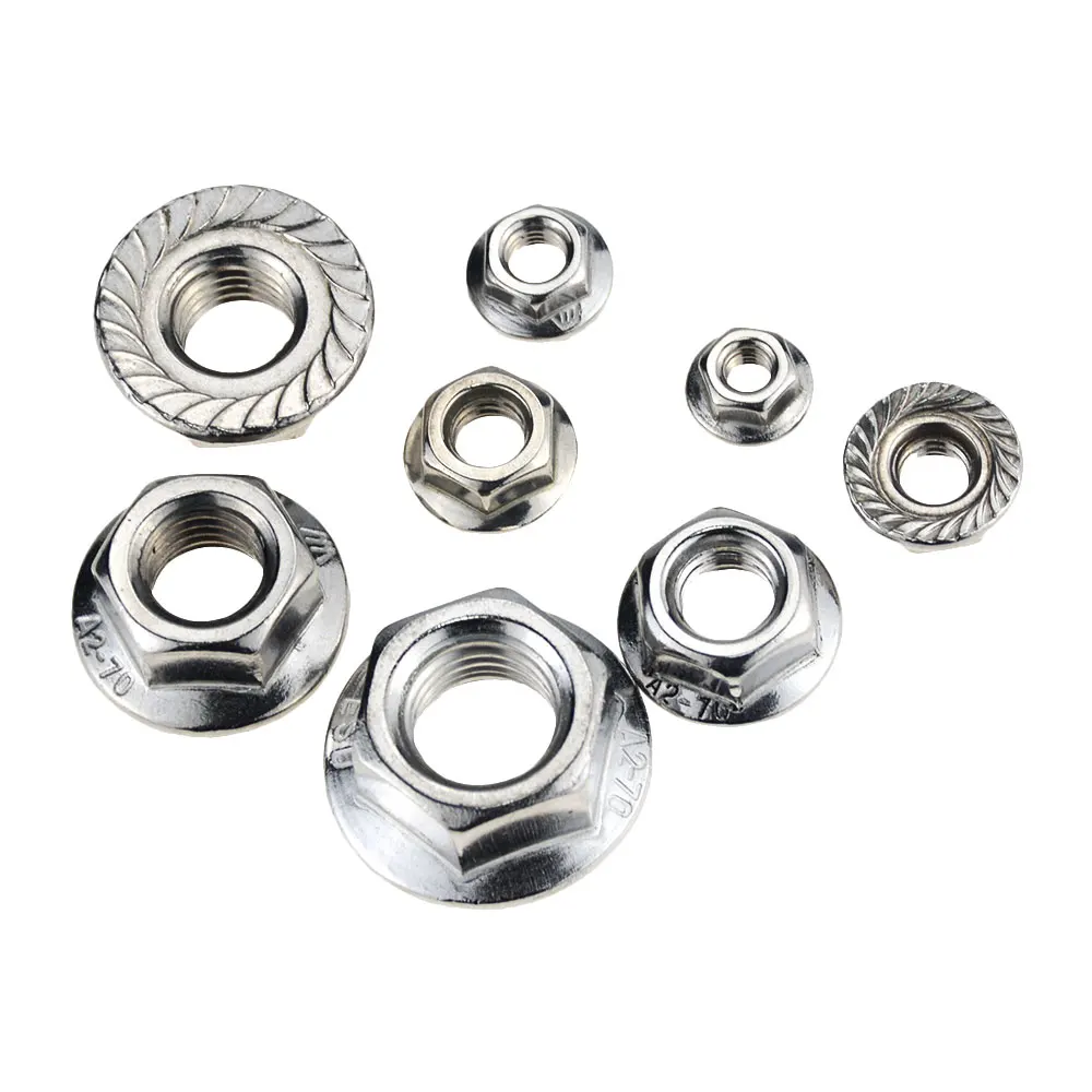304 Hex Serrated Flange Nuts Hex Lock Nuts Metric M3 M4 M5 M6 M8 M10