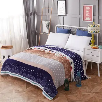 

TPFOCUS Bed Cover Blanket Thicken Soft Friendly Flannel Blanket Solid Color Printing Sleeping Cover Bed Linens