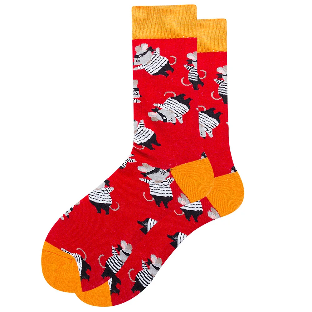 Разноцветные мужские носки унисекс в стиле Харадзюку, цветные забавные носки с черепом, яйцом, авокадо, зеброй, повседневные хлопковые носки для свадьбы, рождественский подарок