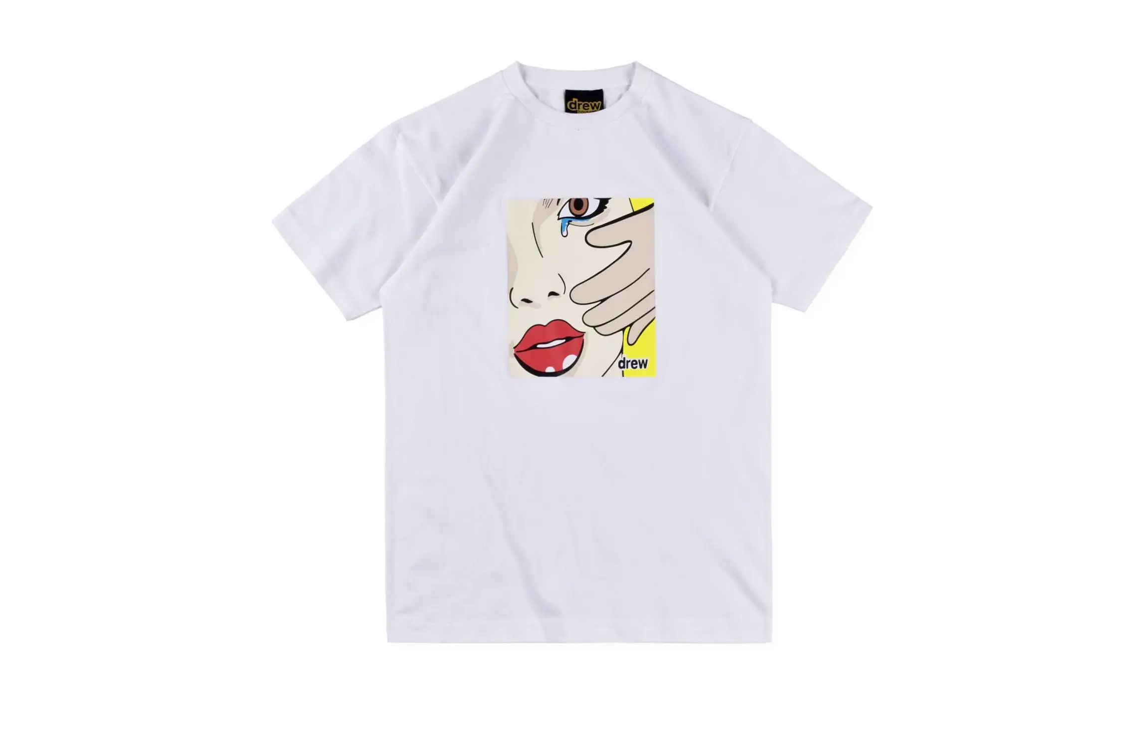 white 19ss drew house футболки для мужчин и женщин модный стиль drew Футболки Уличная Хип-хоп jusin bieber футболка для влюбленных drew house - Цвет: white