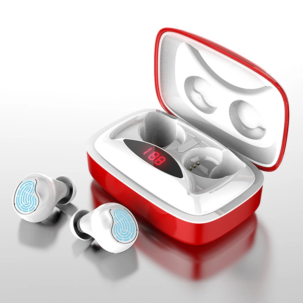 Metal Red White X29 Bluetooth 5,0 ABS сенсорное управление Спортивные Беспроводные наушники мини портативный светодиодный дисплей шумоподавление TWS зарядная коробка в ухо - Цвет: Metal Red White