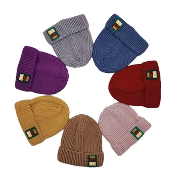 

Baby Hats for Winter Newborn Boys Girls Cute Autumn Winter Warm Kids Baby Alphabet Print Hats Wool Hemming Caps z