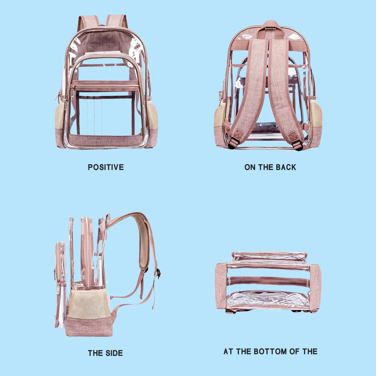 PVC Transparent Backpack Bag Fashion Waterproof Student School Bags Jelly Travel Beach Swimming Kit Bag For Men Women Rucksack
