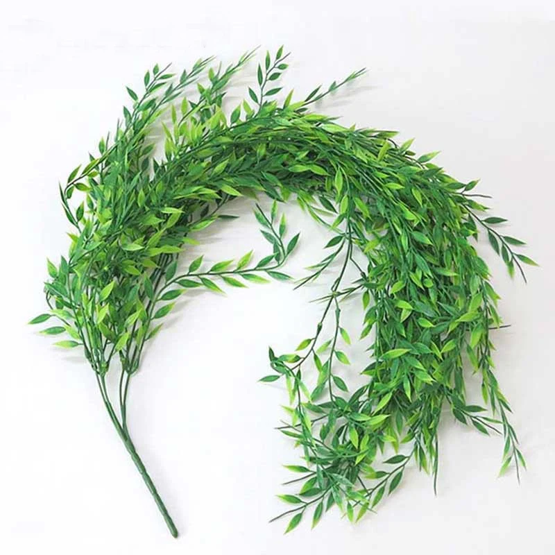 Artificial Plants Green Plastic Plant Leaves Garden Home Decoration Simulation Grass Fake Ivy | Дом и сад