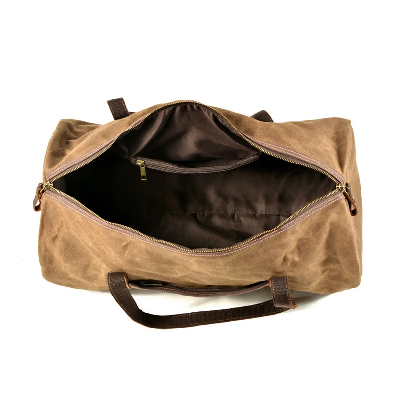 Retro Style Waterproo Travel Bag Large Capacity Men Outdoor Duffel Bags Europen Male Travel Handbags Waxed Canvas 5