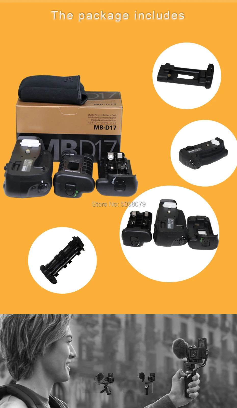 Вертикальный батарейный блок держатель MB-D17 MBD17 MB D17 для Nikon D500 DSLR камеры