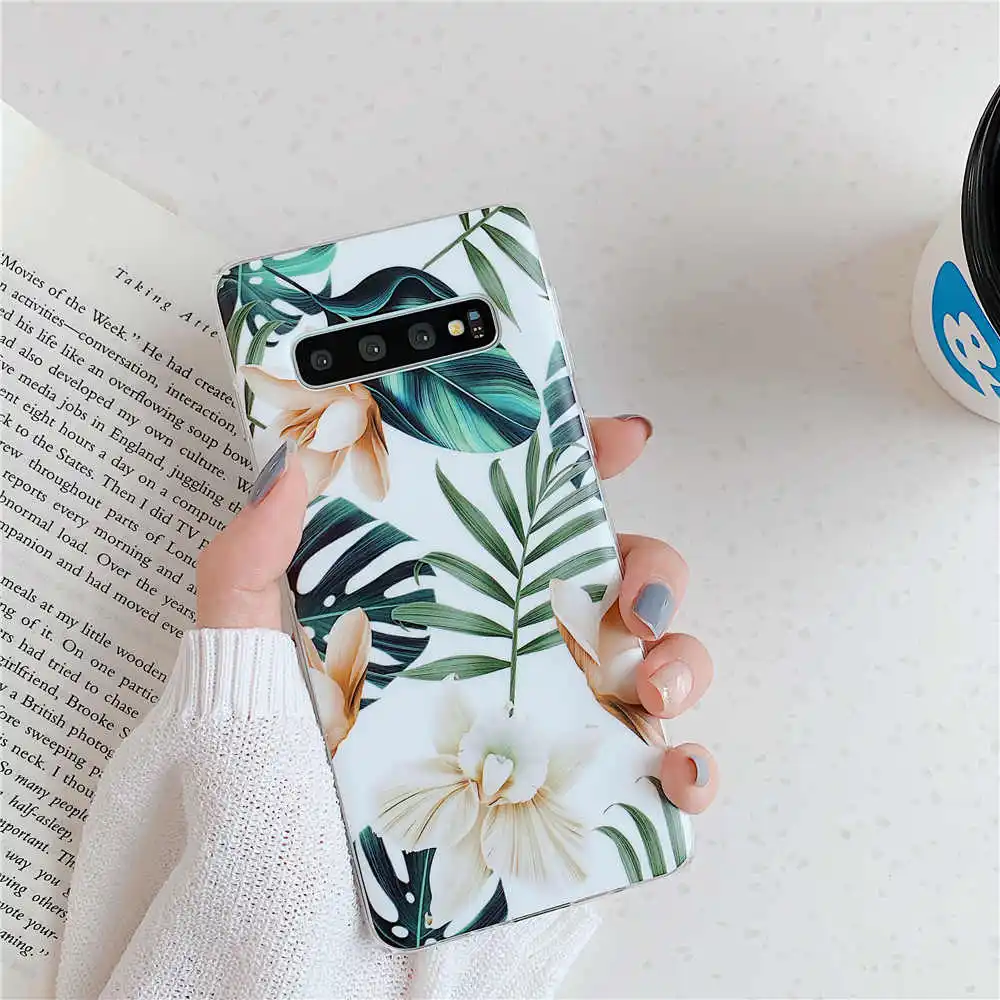 Роскошный цветочный силиконовый чехол для телефона s для samsung Galaxy S10 S10E S8 S9 Note 10 Plus A40 A50 A70 чехол мягкий чехол из ТПУ с цветочным рисунком
