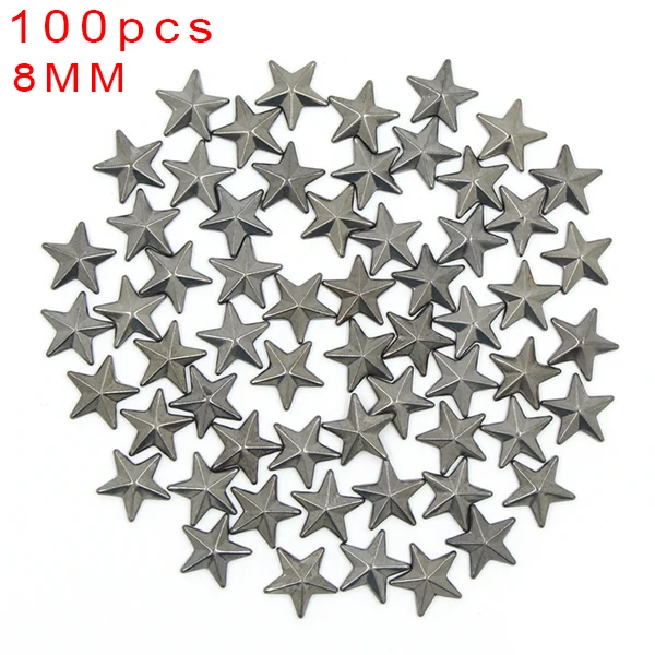 8MM Star Black 100 шт многоцветная Медь Горячая фиксация звезда/круглая/квадратная/форма черепа металлическая медная заклепка Горячая фиксация Стразы панк-шпильки железо на одежду - Цвет: 8MM Star Black