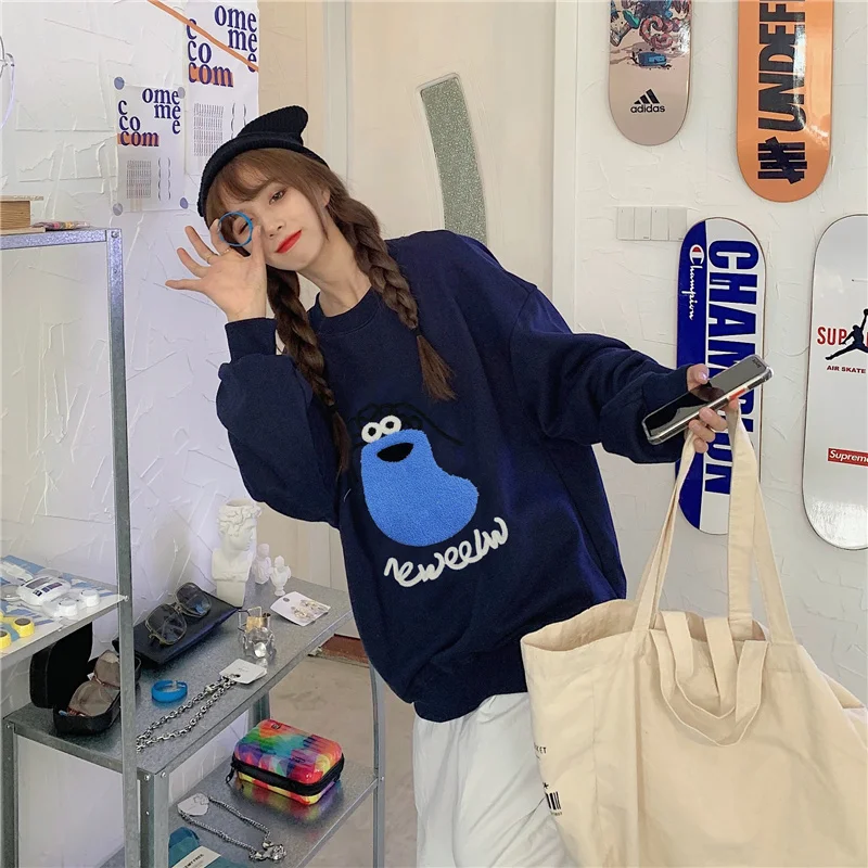 Осенние свитера с длинным рукавом Real Shot Женская одежда Тонкий мультяшный шип |