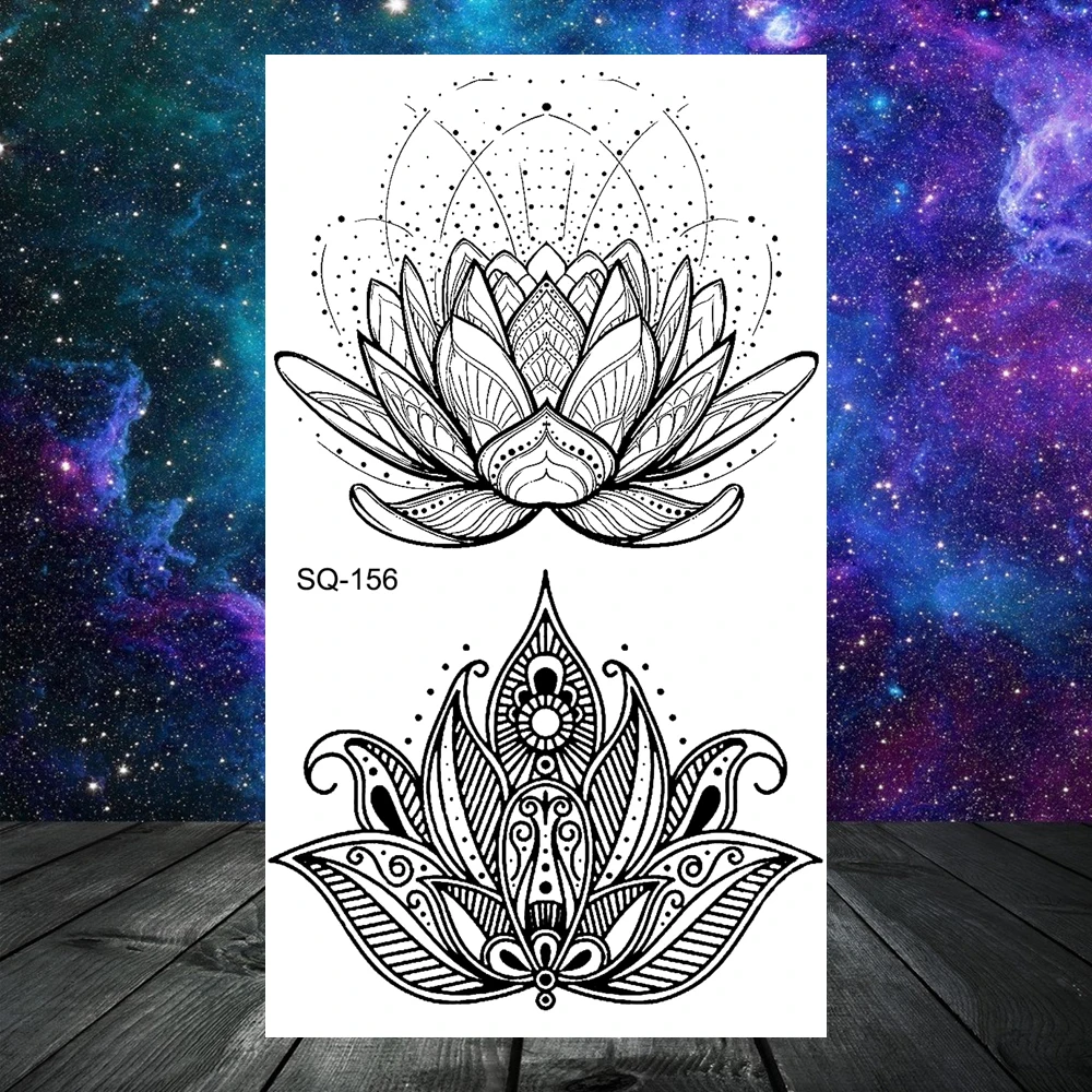 Small Sea Weave Star Moon Sun Temporary Tattoos Mandala Lotus Anchor Geometry Sea Fake Tattoo Compass Tatoos For Women Adult Men tattoo sticker temporary tattoos