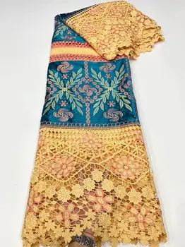 

Fashion Cord Material African Women's Water Soluble Lace Fabric With Velvet PWZ10(5Yards/Lot)