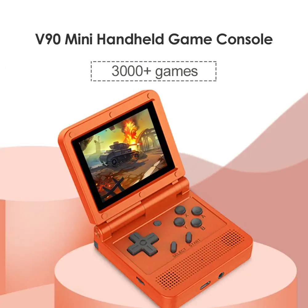 

Powkiddy V90 Retro Game Console Flip Linux System Handheld Game Console with16G Built in 2000 Games Video Game Console For PS1