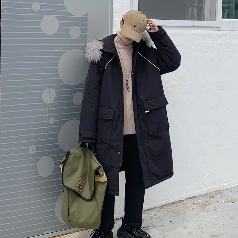LEGIBLE Long Parka Men Coats Winter Jacket Men Thicken Warm Fur Hooded Outwear Men Coat Long Casual Men's Winter Jackets