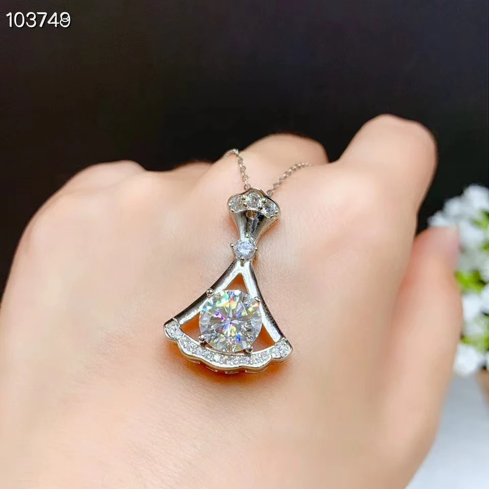 

2020 new style 2ct moissanite Lady Necklace Round 8mmx 8mm size gem real 925 silver GRA certificate girl birthday gift fashion