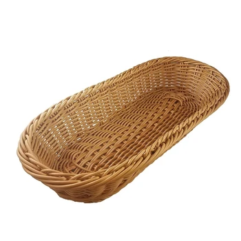 

Simulation Wicker Woven Storage Basket Serving Display Tray Food Fruit Cosmetic Storage Tabletop Bathroom Kitchen Organizers