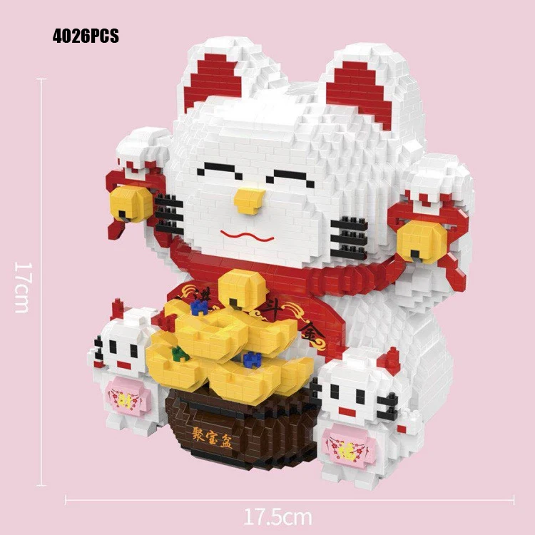 Милый мультяшный Кот Фортуна микро алмазный строительный блок Копилка собирает