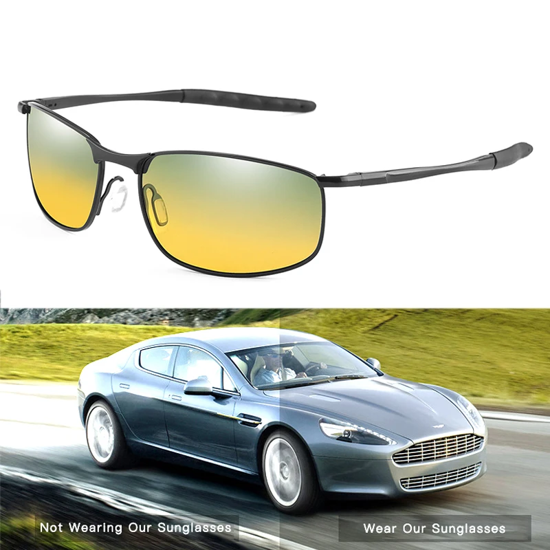 Brand Metal Alloy Sunglasses for Men Day and Night Vision Driving Glasses Polarized Sunglasses UV 400 High Quality Eyewares