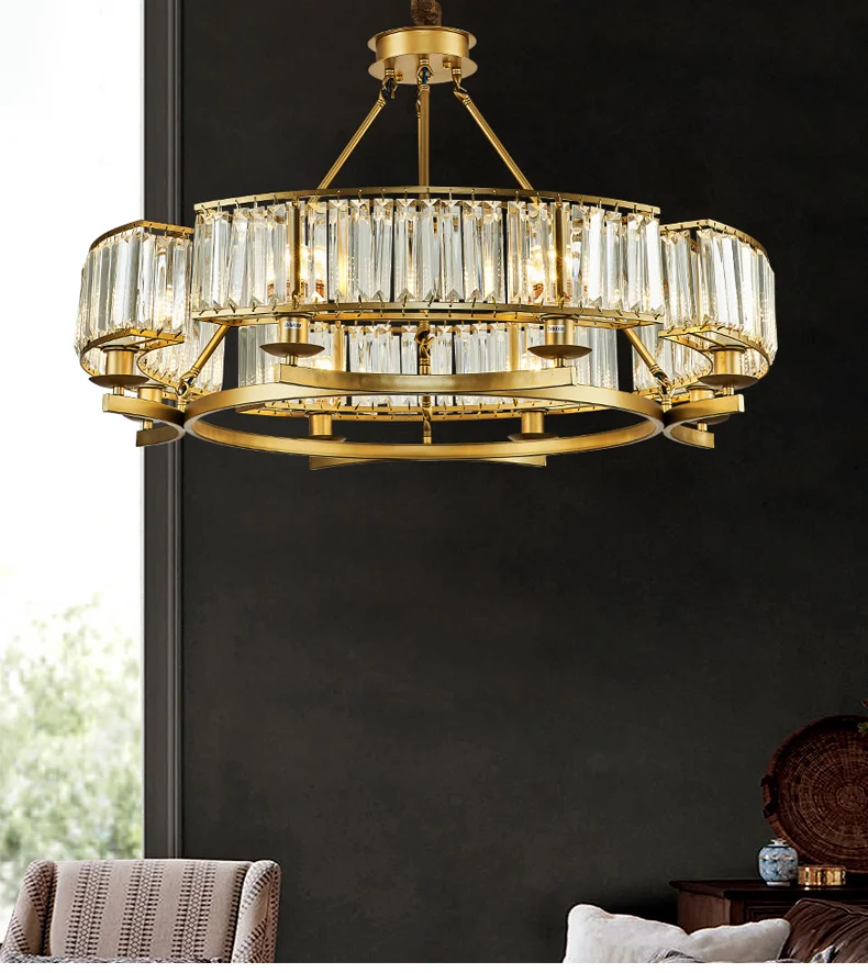 Round Modern Rustic Crystal Chandelier