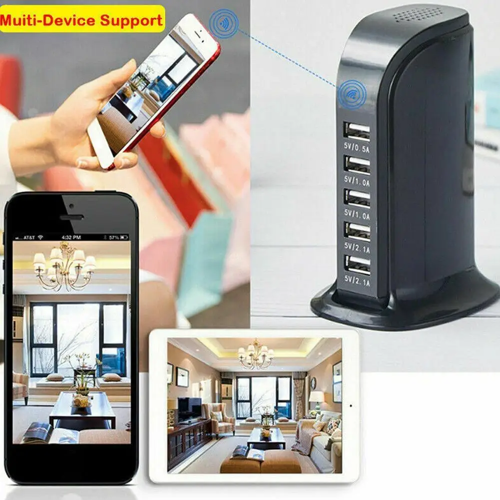 

Wireless IP Camera Mini HD Camera 1080P Wifi Camera Plug Infrared Camera 5 Port Surveillance Vision Security Charger USB Ni V2Z3
