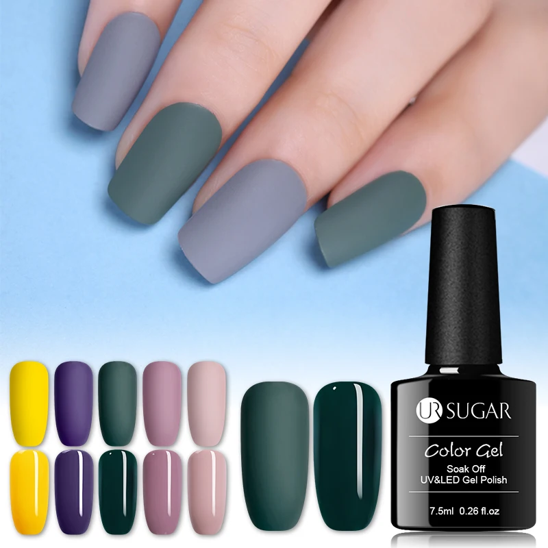 

UR SUGAR 7.5ml Matte Color Gel Nail Polish Matte Top Coat Semi Permanent Soak Off UV Nail Polish Nail Art Gel Varnish Manicure
