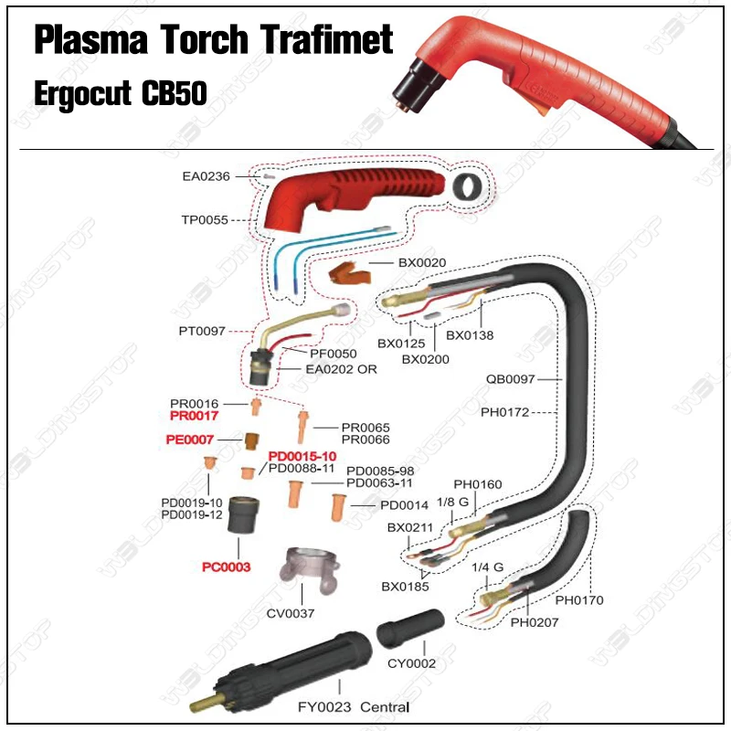PR0065 электроды XL для Eastwood Versa Cut 40A Trafimet Ergocut CB50 плазменный резак PKG/10|plasma cutter torch|plasma