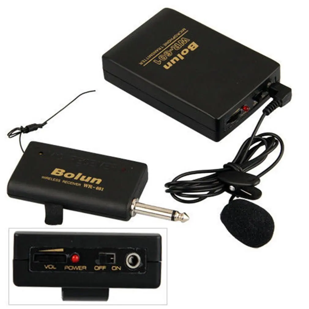 Wireless Microphone System with Transmitter& Receiver Portable Clip-on Microphone for Teaching Public Speaking WR601