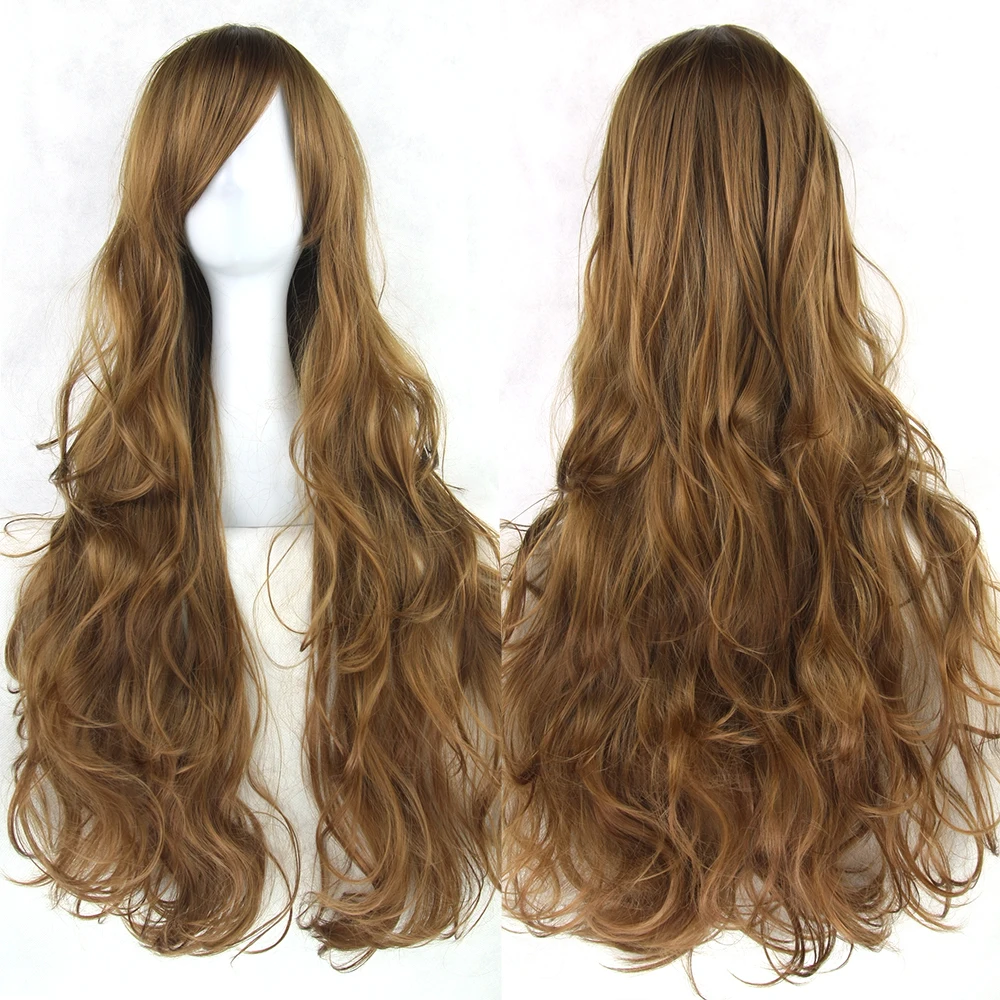 Curly 30 Soowee 24 цвета 80 см Длинные Синтетические волосы парик для женщин термостойкие волокна парики розовый серый прямые Косплей парики - Цвет: Curly 30