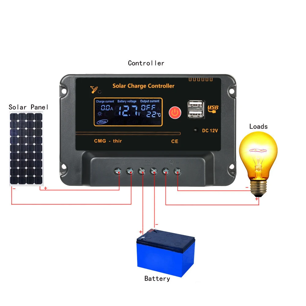 Anself 30A 12 В 24 в ЖК-панель контроллера заряда батареи автоматический переключатель защита от перегрузки компенсация температуры