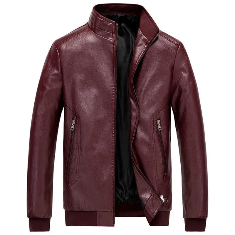 Осенняя мужская кожаная куртка, однотонная мотоциклетная куртка с воротником-стойкой, большие размеры, качественная M-8XL из искусственной кожи