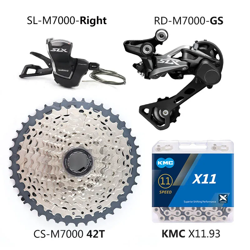 11-42T Boxed KMC X11 SHIMANO SLX M7000 Upgrade-Kit MTB горный велосипед M7000 набор 11 скоростей 42T 46T M7000 задний переключатель рычаг переключения передач kmc цепь - Цвет: 11-42T Boxed KMC X11