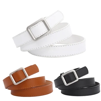 

Student Ladies Belt Non-Porous Belt Female Wild Retro Fashion Simple Ladies Square Buckle Thin Waist Belt