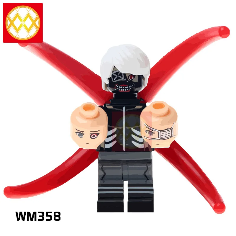 Одна распродажа WM358 Токийский Гуль Kaneki Кен Kaneki с маской три головы экшн-Модель Коллекция строительных блоков Детские подарки игрушки - Цвет: Дерево