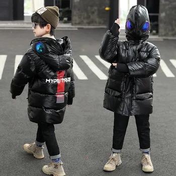 

Boys Winter Cool Hooded Parkas Cartoon Design Baby Kids Children Thick Warm Long Coat Outerwear