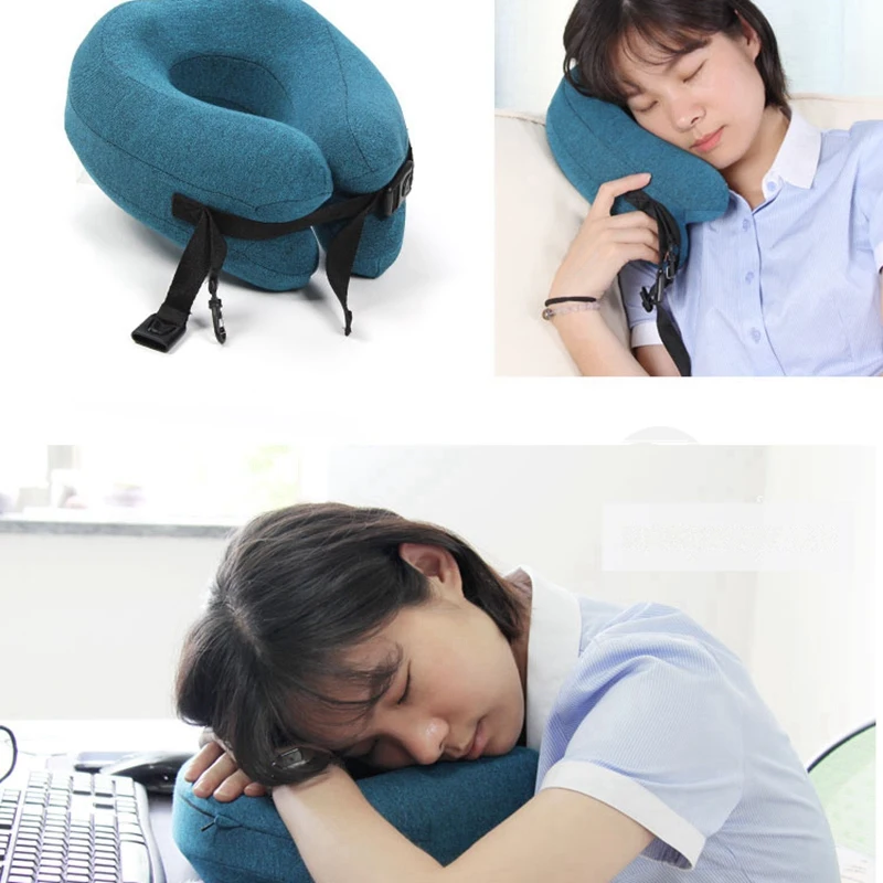 U Shape Memory Travel Neck Pillow Foldable Head Neck Chin Support Cushion