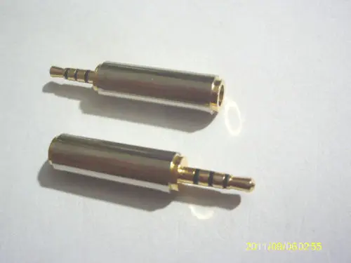 100pcs brass 2 5mm to 3 5mm 4Pole Headphone Jack Plug Adapter connector New