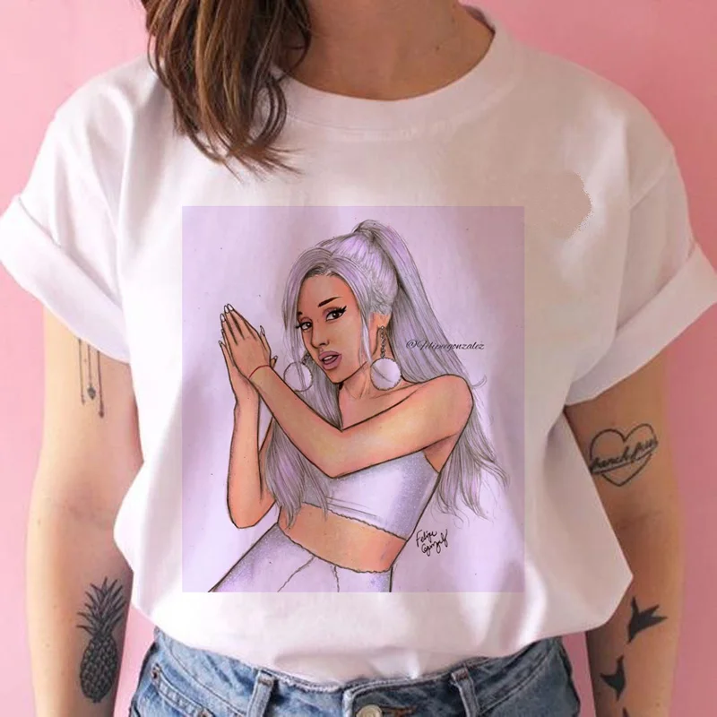 ariana grande T Shirt Women Hip Hop Tops ulzzang Casual tshirt harajuku kawaii 90s t-shirt female O-Neck T-Shirt Women
