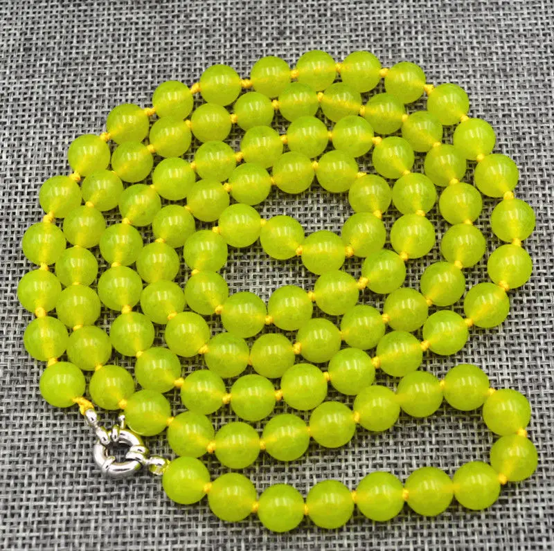 new Fine natural 6mm peridot beads jade Gemstone Necklace 32 