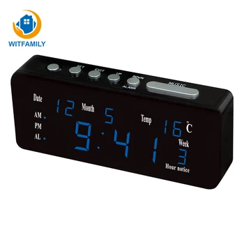 

Multi-group Alarm Clock Red Light Blue Light Green LED Electronic Digital Alarm Clock Luminous Calendar Plug with A Thermometer