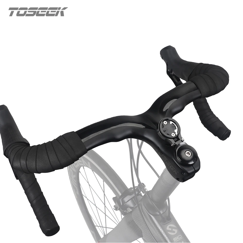 

2019 carbon fibre bicycle handlebar with stem integrated computer stent holes Road bike handlebar