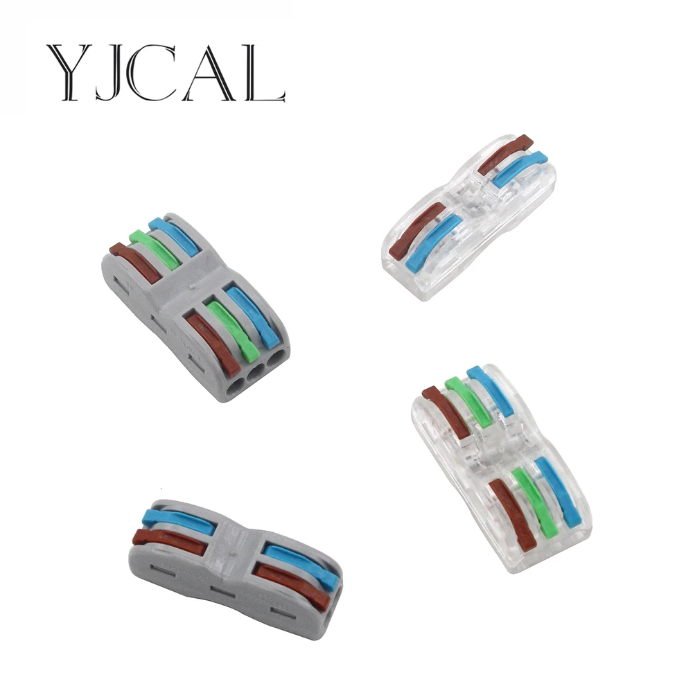 

YJCAL Push-on Terminal Block Cage Spring Universal Fast Wiring Clip Copper-aluminum Butt Plug Wire Connector Safe PC Material