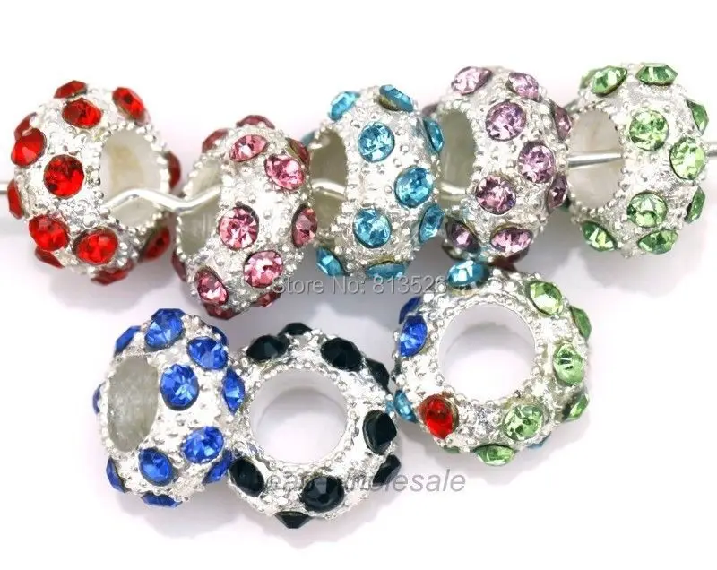 Оптовая продажа 10 шт. украшенных кристаллами серебряное цинковое покрытие для